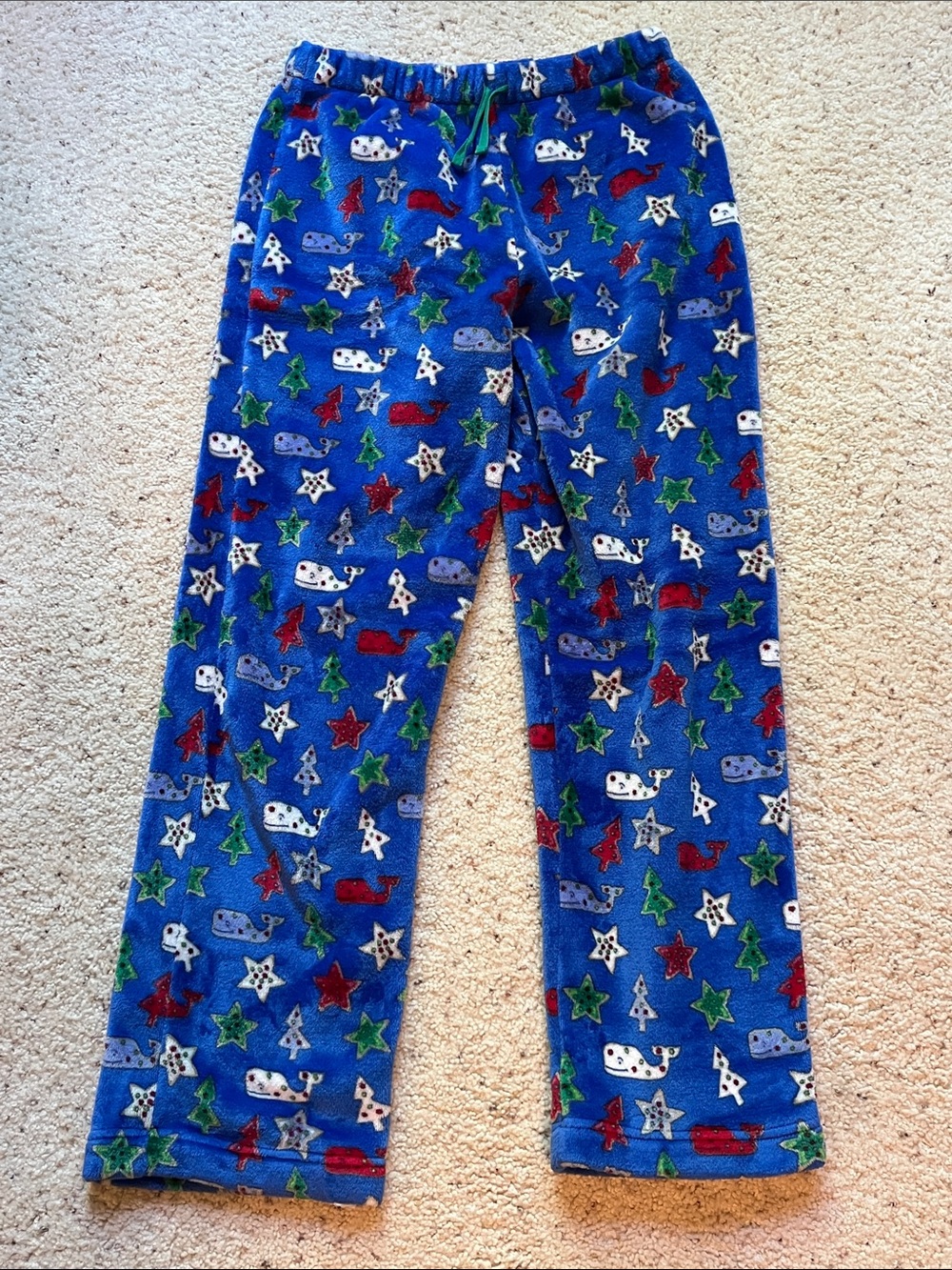 Vineyard Vines Blue Fleece Holiday Whale & Tree Pajama Pants